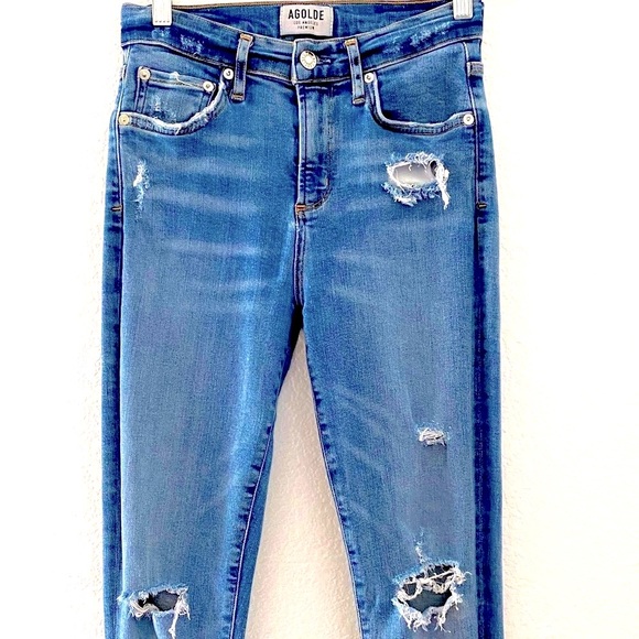 Agolde Sophie Hi Rise Distressed Jeans - Picture 3 of 13